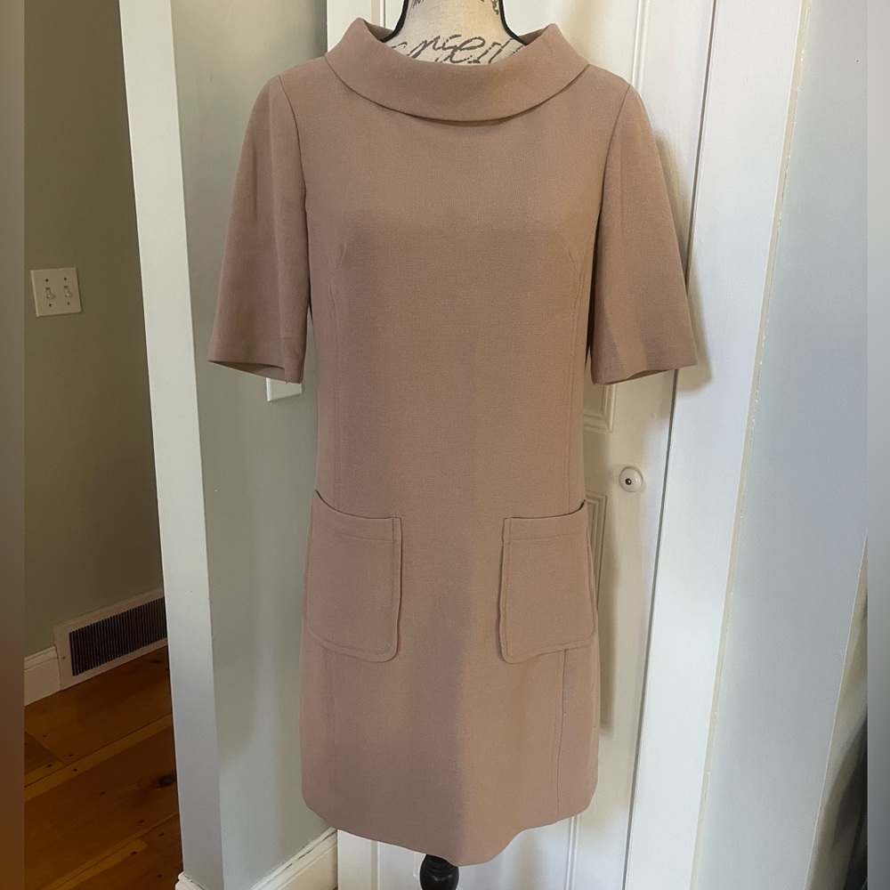 Trina Turk Maleko Short-Sleeve Shift Dress With Folded Collar